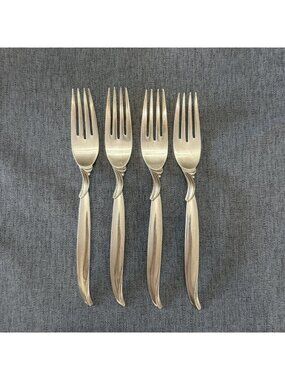 4 International Silver 1847 Rogers Bros FLAIR Silverplate Dinner Forks 1956